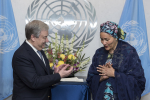 YK:n pääsihteeri António Guterres ja apulaispääsihteeri Amina J. Mohammed