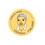 Logo, jossa kasvot keltaisella pohjalla ja ympärillä teksti Child Hug Ungada Finland.