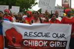 Protesti Nigeriassa siepattujen tyttöjen puolesta.