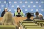 YK:n erityisedustaja Victoria Gamba lehdistötilaisuudessa