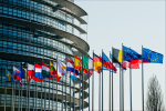 Eri maiden lippuja EU-parlamentin edessä