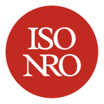 Punainen ympyrälogo, jossa lukee valkoisella ISO NRO.