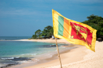 Sri Lankan lippu hiekkarannalla