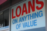 Kyltti, jossa lukee "Loans on anything of value"