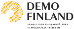 Logo, jossa lukee Demo Finland, Puolueiden kansainvälinen demokratiayhteistyö
