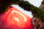 Turkin lippu riippumassa köynnöksen alla.