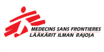 Punavalkoinen logo, jonka vieressä teksti Medecins sans frontieres, Lääkärit ilman rajoja.