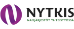 Logo, jossa violetti nauha ja teksti Nytkis, Naisjärjestöt yhteistyössä.
