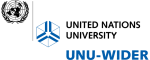 Logo, jossa abstrakti kuvio, YK:n logo ja teksti United Nations University, UNU-Wider.