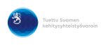 Sininen ympyrälogo, jonka vieressä lukee Tuettu Suomen kehitysyhteistyövaroin.