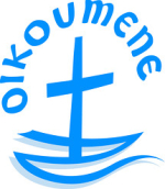 Logo, jossa risti, laiva ja teksti oikoumene.