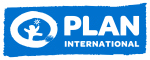 Logo, jossa valkoisella tekstillä sinisellä  pohjalla teksti Plan International.