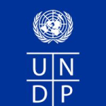 Logo, jossa kirkkaan sinisellä pohjalla YK:n logo ja teksti UNDP.